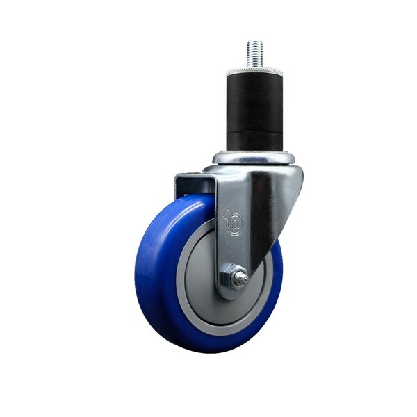 4'' Blue Poly Wheel Swivel 1-3/4'' Expanding Stem Caster